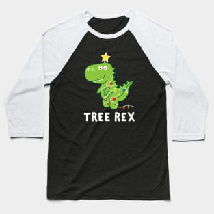 Funny Christmas Dinosaur Tree Rex Baseball T-Shirt